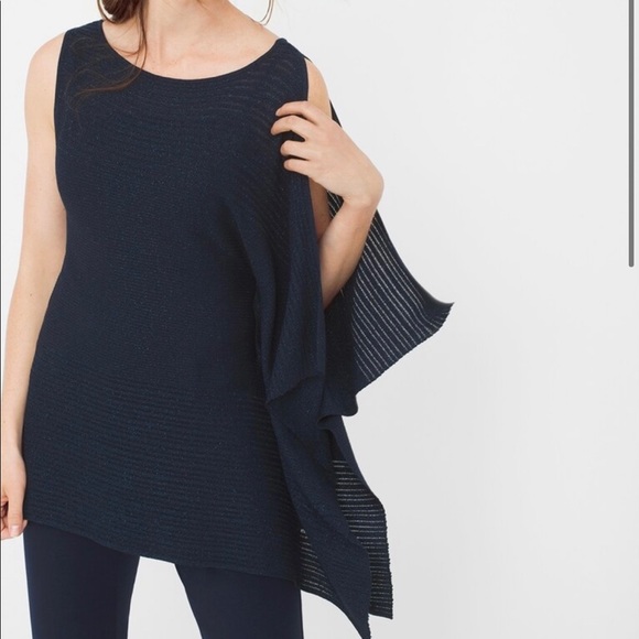 White House Black Market Tops - NEW WHBM ASYMMETRIC DRAPE SLEEVE SHIMMER SWEATER
